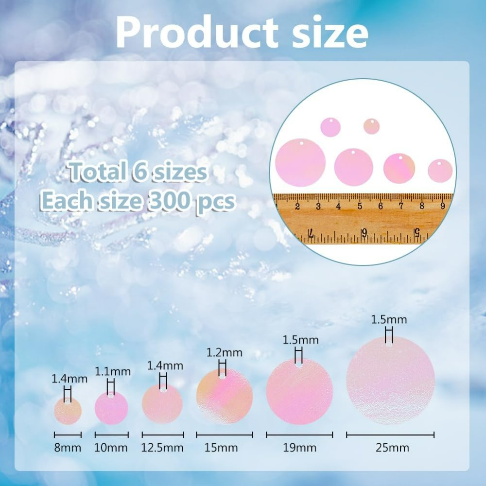 1800Pcs 6 Sizes Loose Sequin F - Embroidery Craft のレビューと価格