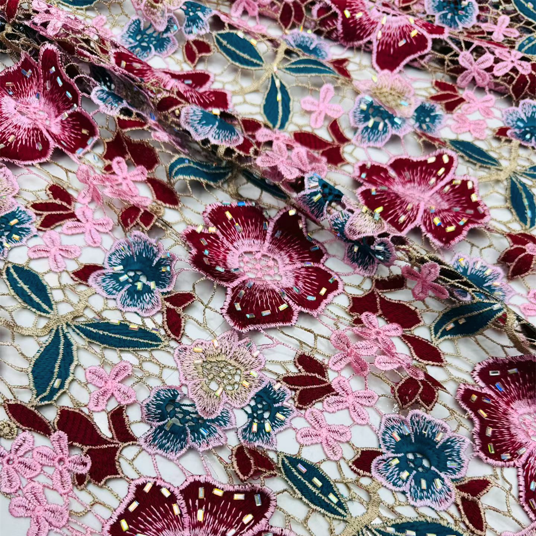 Elegant Guipure Cord Lace Fabr - Sew On Rhinestone のレビューと価格
