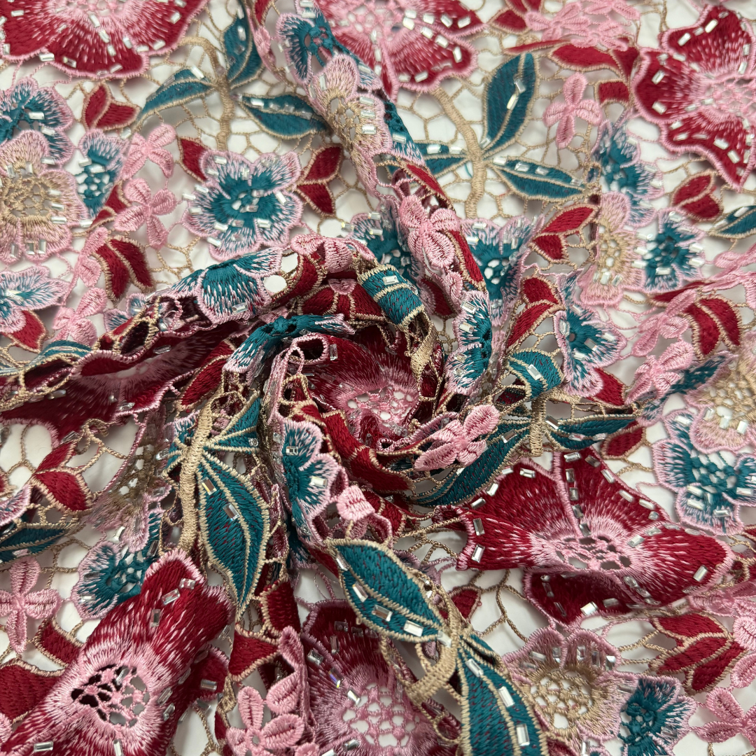 Elegant Guipure Cord Lace Fabr - Sew On Rhinestone のレビューと価格