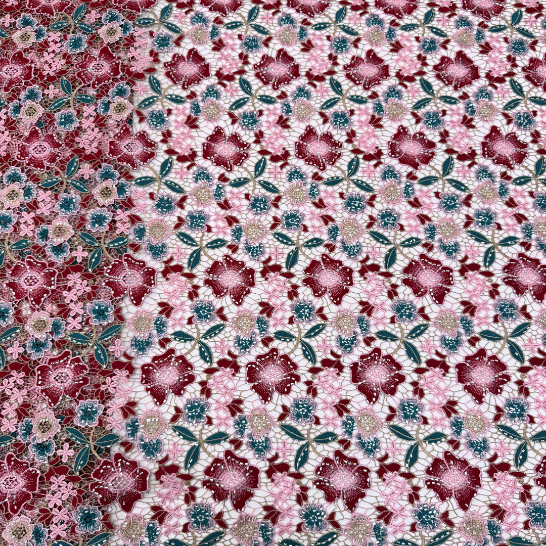 Elegant Guipure Cord Lace Fabr - Sew On Rhinestone のレビューと価格