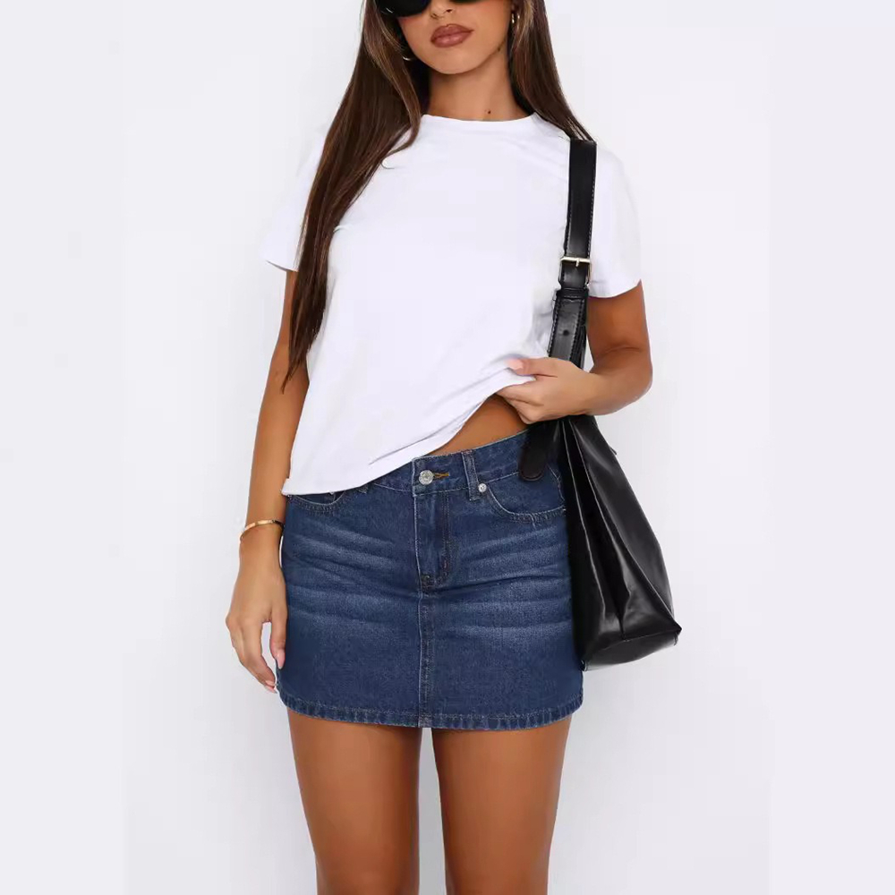Womens Denim Short Skirts Jean - Embellish Knit のレビューと価格