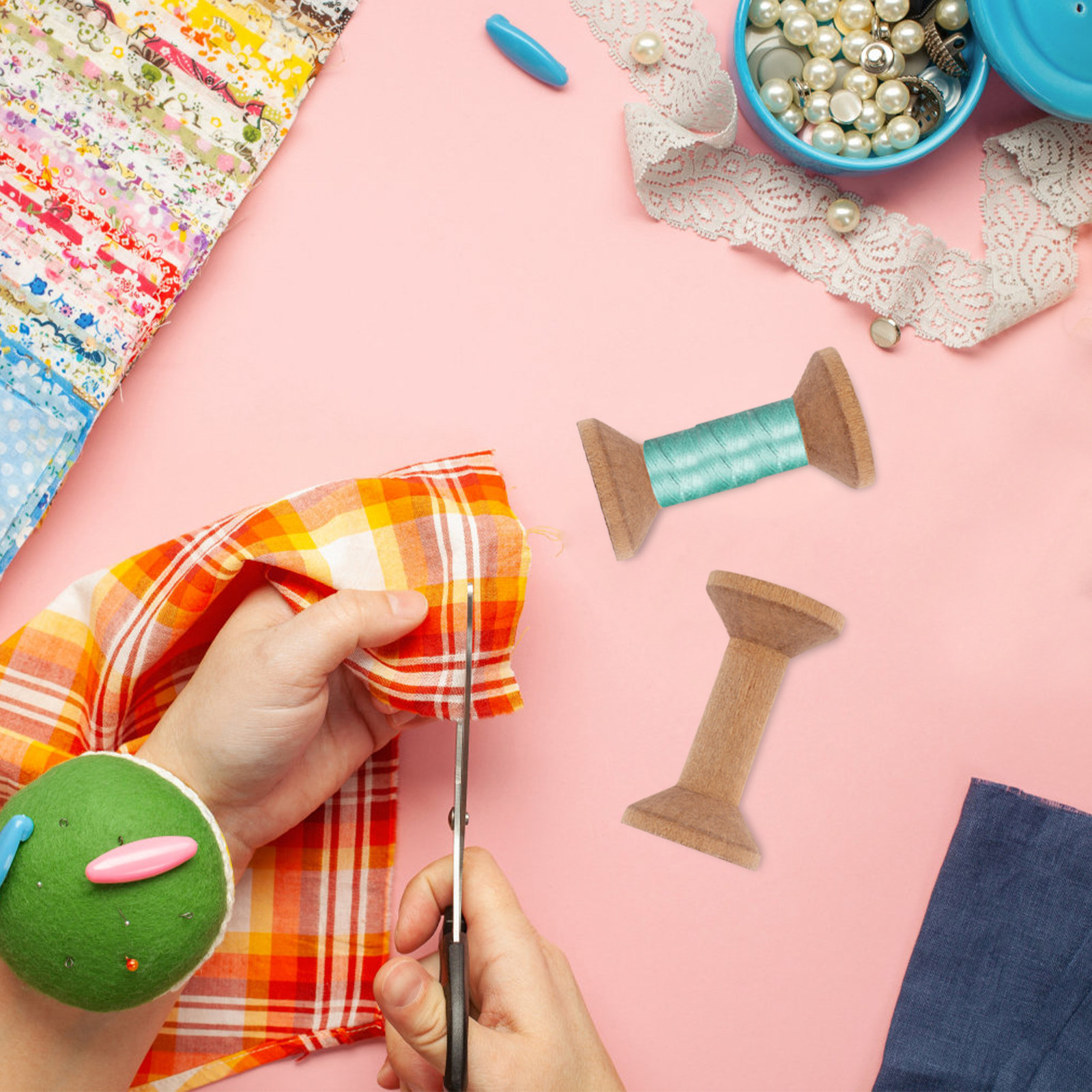 8Pcs Wooden Spools 70x40mm Pun - Embroidery Craft のレビューと価格