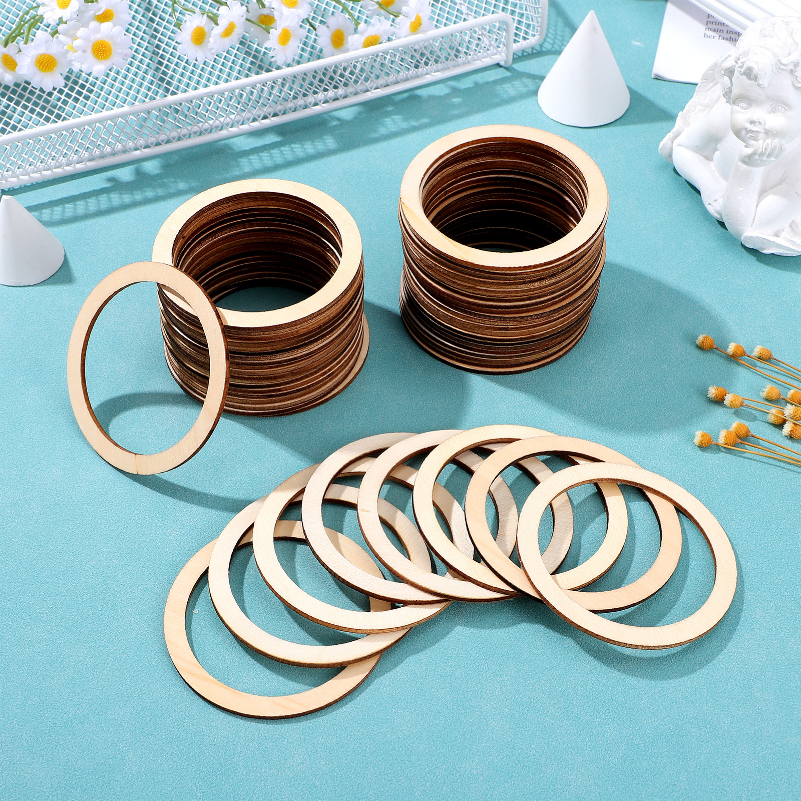 50Pcs Round Wooden Circle Embe - Christmas Craft Embellishment のレビューと価格