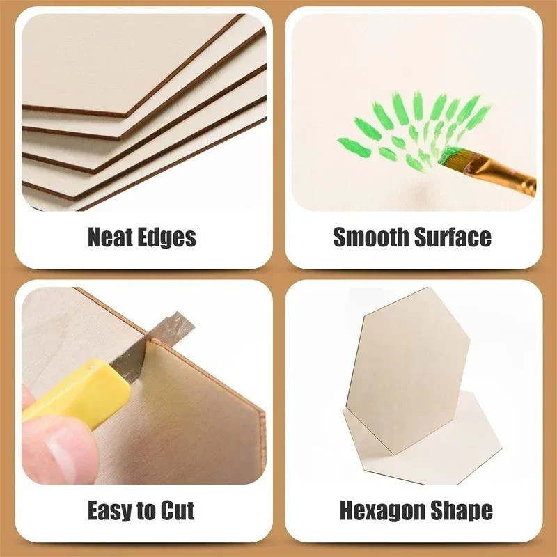 10-120mm Wooden Hexagon Blank  - Christmas Craft Embellishment のレビューと価格