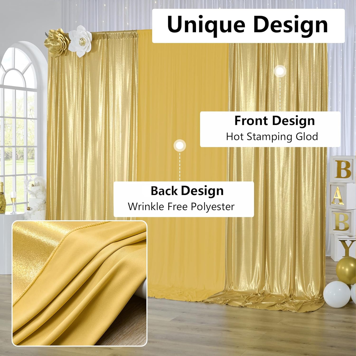 2.3x7FT Wrinkle Free Glitter 1 - Sequin Fabric Panel のレビューと価格