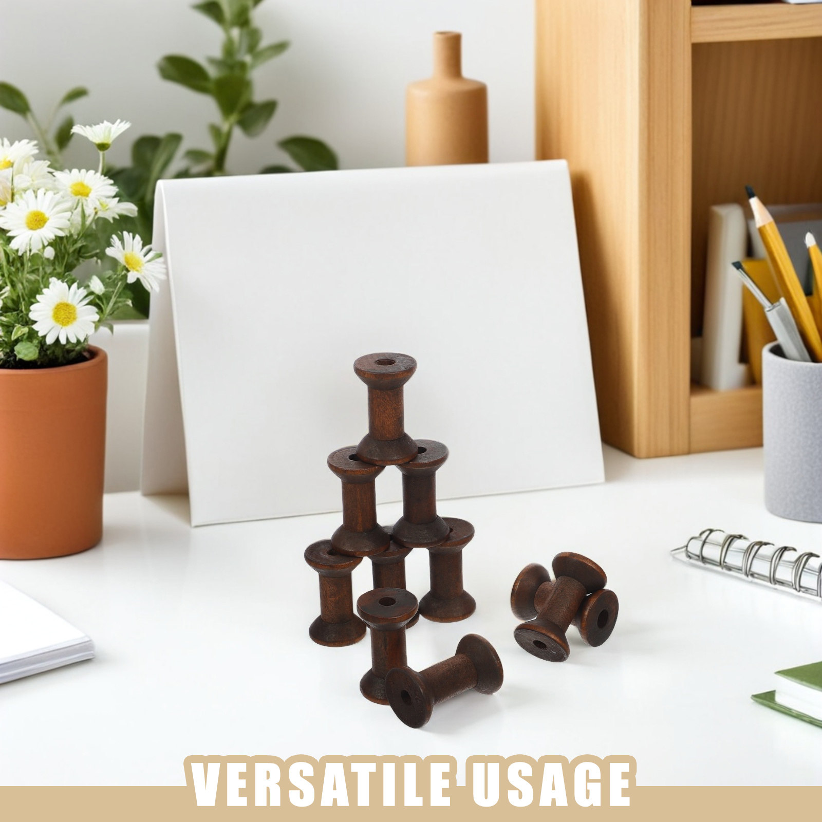 10Pcs Vintage Wood Thread Spoo - Embroidery Craft のレビューと価格