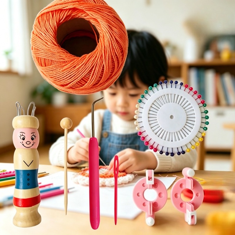 Wooden Doll French Knitter Kid - Pom Pom Maker Tool のレビューと価格