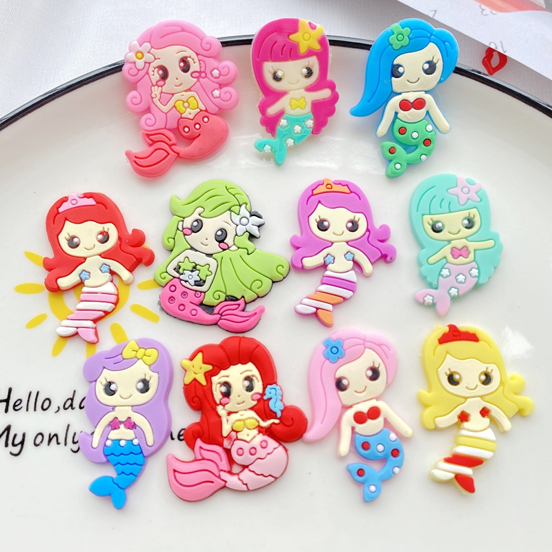 10pcs New Cute Cartoon Mermaid - Embellishment Glue Craft のレビューと価格