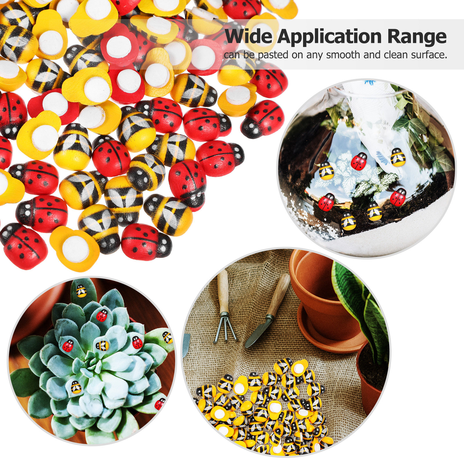 400Pcs Wooden Bee Ladybug Stic - Embellishments For Scrapbooking のレビューと価格