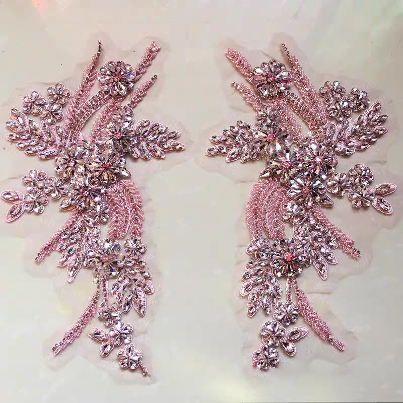 Beaded floral appliqués, hand- - Sew On Rhinestone のレビューと価格