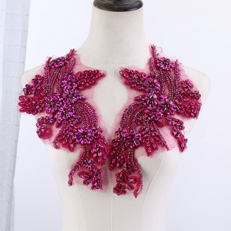 Beaded floral appliqués, hand- - Sew On Rhinestone のレビューと価格