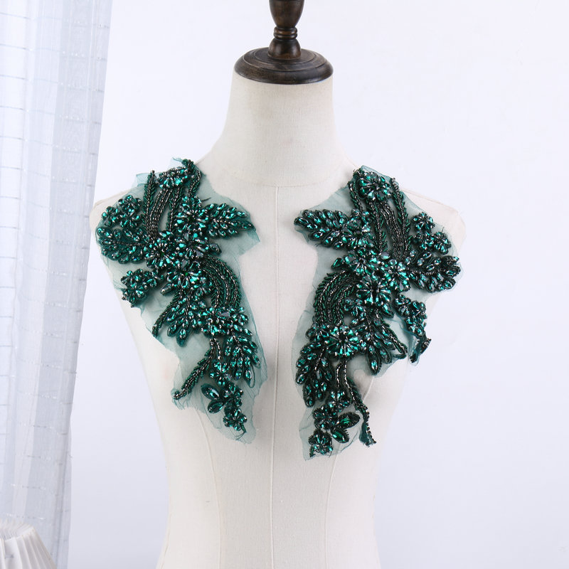 Beaded floral appliqués, hand- - Sew On Rhinestone のレビューと価格