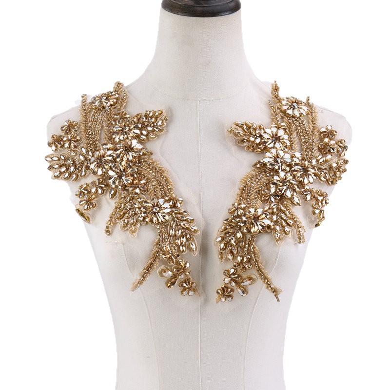 Beaded floral appliqués, hand- - Sew On Rhinestone のレビューと価格